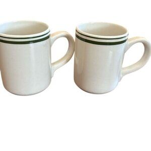 Gibson Everyday Housewares Green Stripe Mugs Set Of 2 3.5" Tall Microwave Safe M